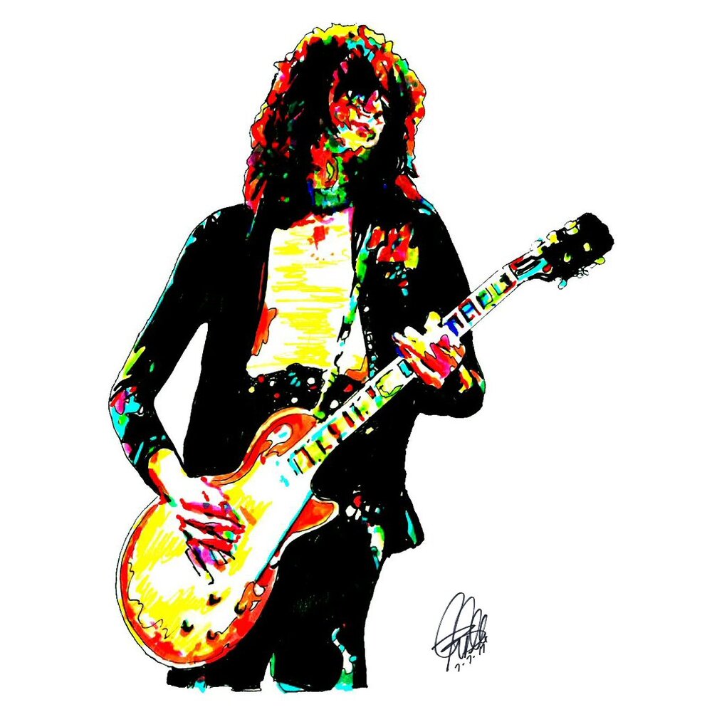 Jimmy Page Led Zeppelin Gibson Guitar Music Print Poster Wall Art 18x24